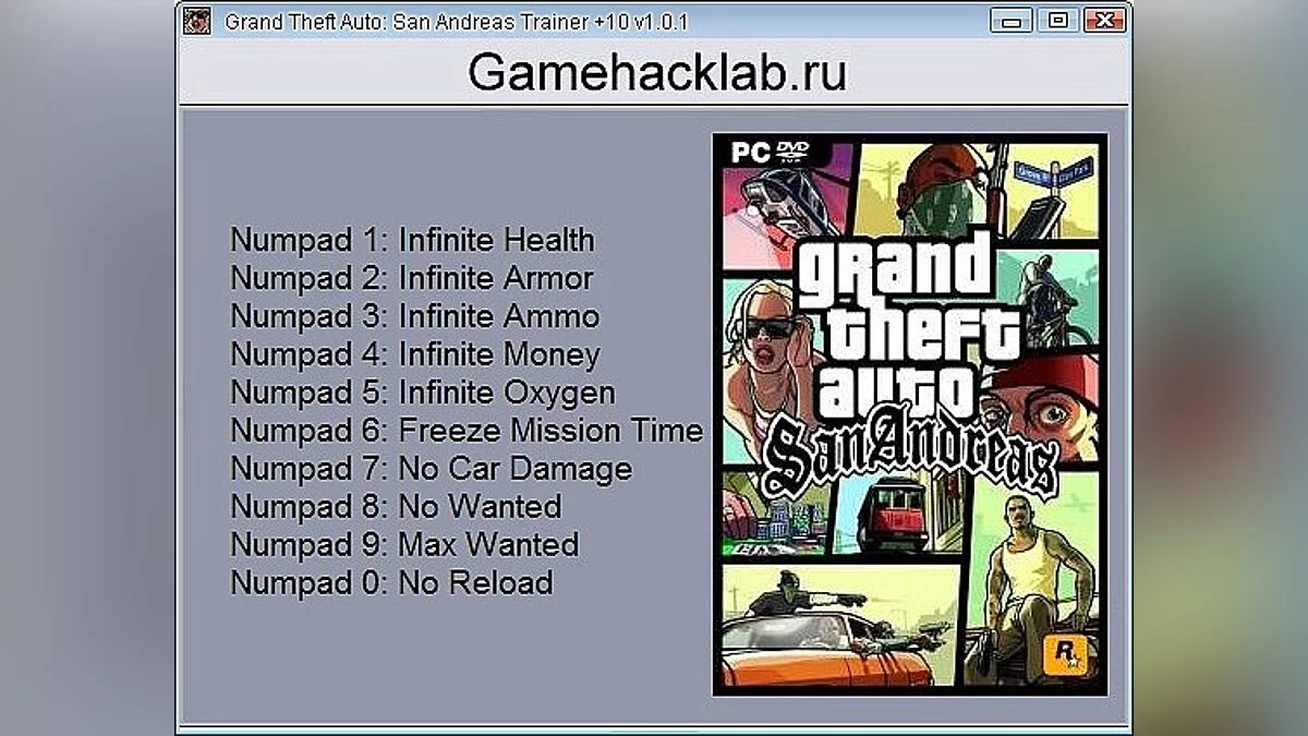 Grand Theft Auto: San Andreas — Трейнер / Trainer (+10) [1.0.1] [24K]