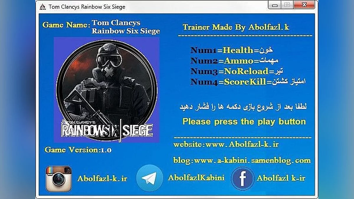 Tom Clancy's Rainbow Six Siege — Трейнер / Trainer (+4) [1.0] [Abolfazl.k]