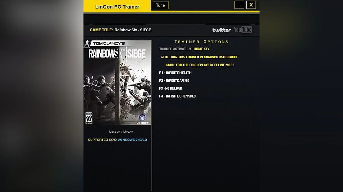 Tom Clancy's Rainbow Six Siege — Трейнер / Trainer (+4) [1.00] [LinGon]