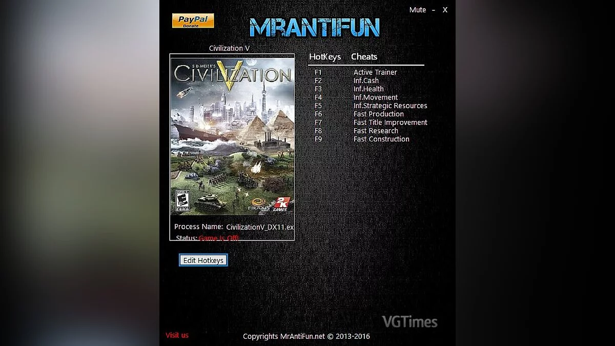 Sid Meier's Civilization 5 — Трейнер / Trainer (+8) [1.0.3.279] [MrAntiFun] - NORMAL VERSION