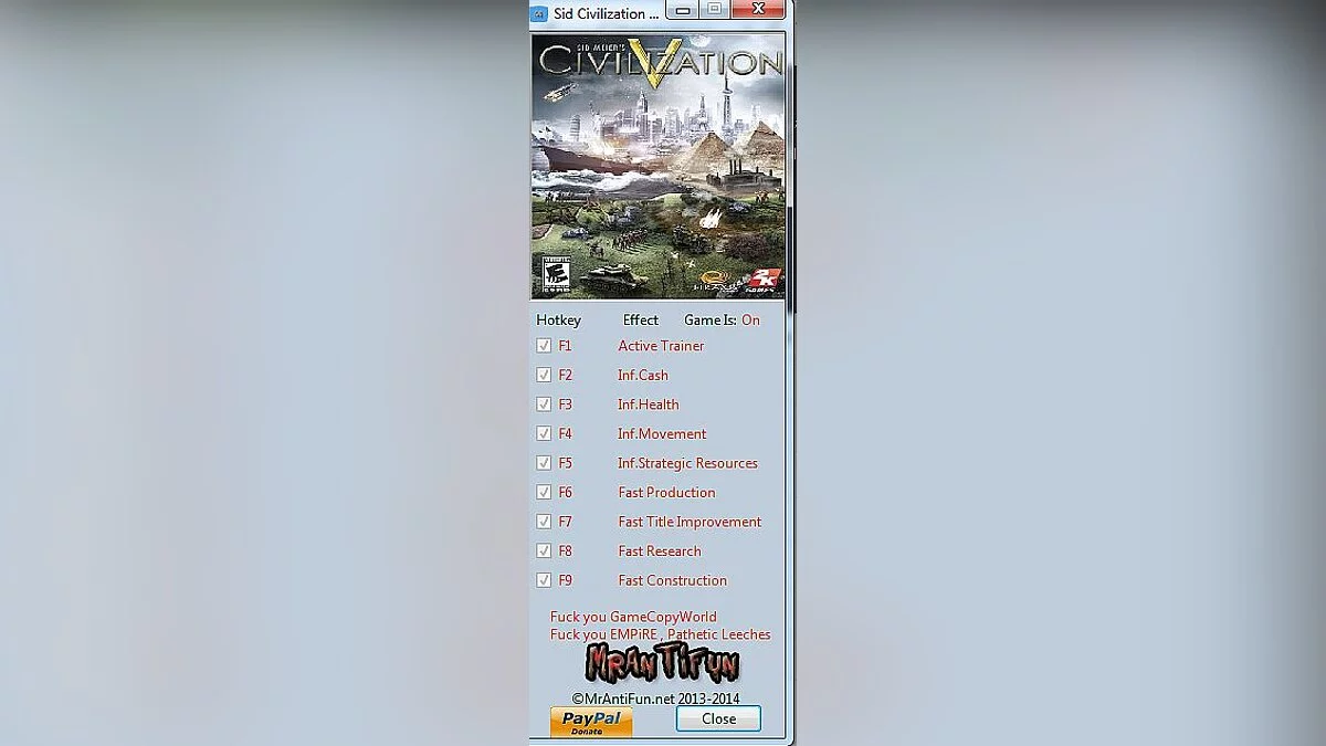 Sid Meier's Civilization 5 — Трейнер / Trainer (+8) [1.0.3.144: DX11] [MrAntiFun]