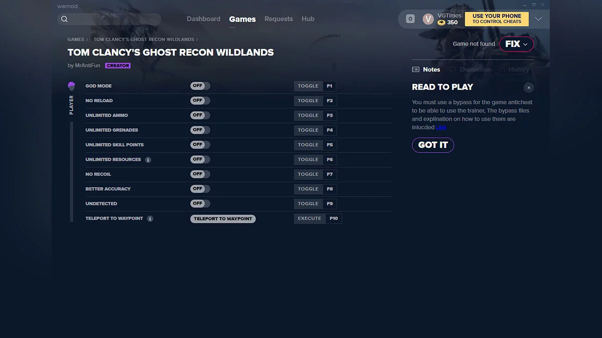 Tom Clancy's Ghost Recon: Wildlands — Трейнер (+10) от 23.03.2020 [WeMod] [Steam]