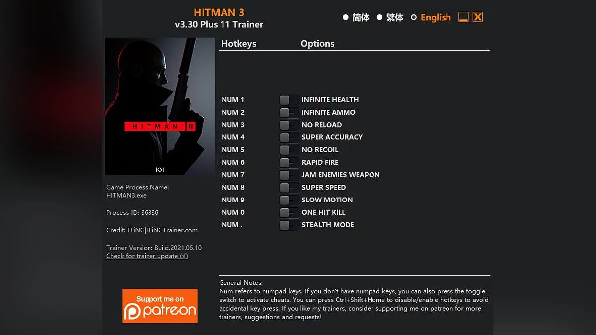 Hitman World of Assassination — Трейнер (+11) [3.10-3.30]