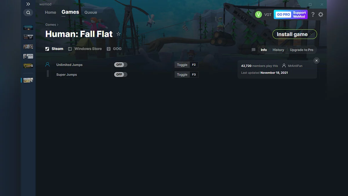 Human Fall Flat — Трейнер (+2) от 18.11.2021 [WeMod]