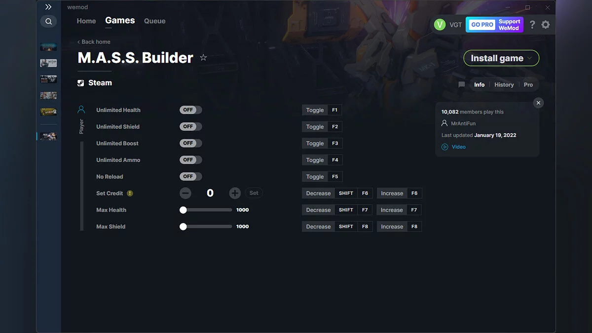 M.A.S.S. Builder — Трейнер (+8) от 19.01.2022 [WeMod]
