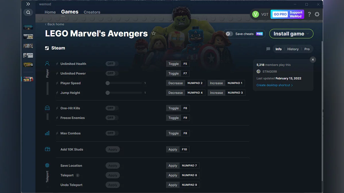 LEGO Marvel's Avengers — Трейнер (+11) от 13.02.2022 [WeMod]