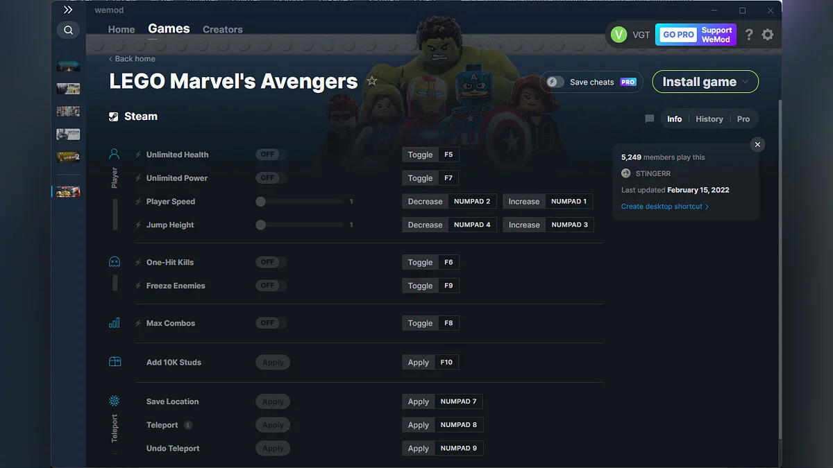 LEGO Marvel's Avengers — Трейнер (+11) от 15.02.2022 [WeMod]