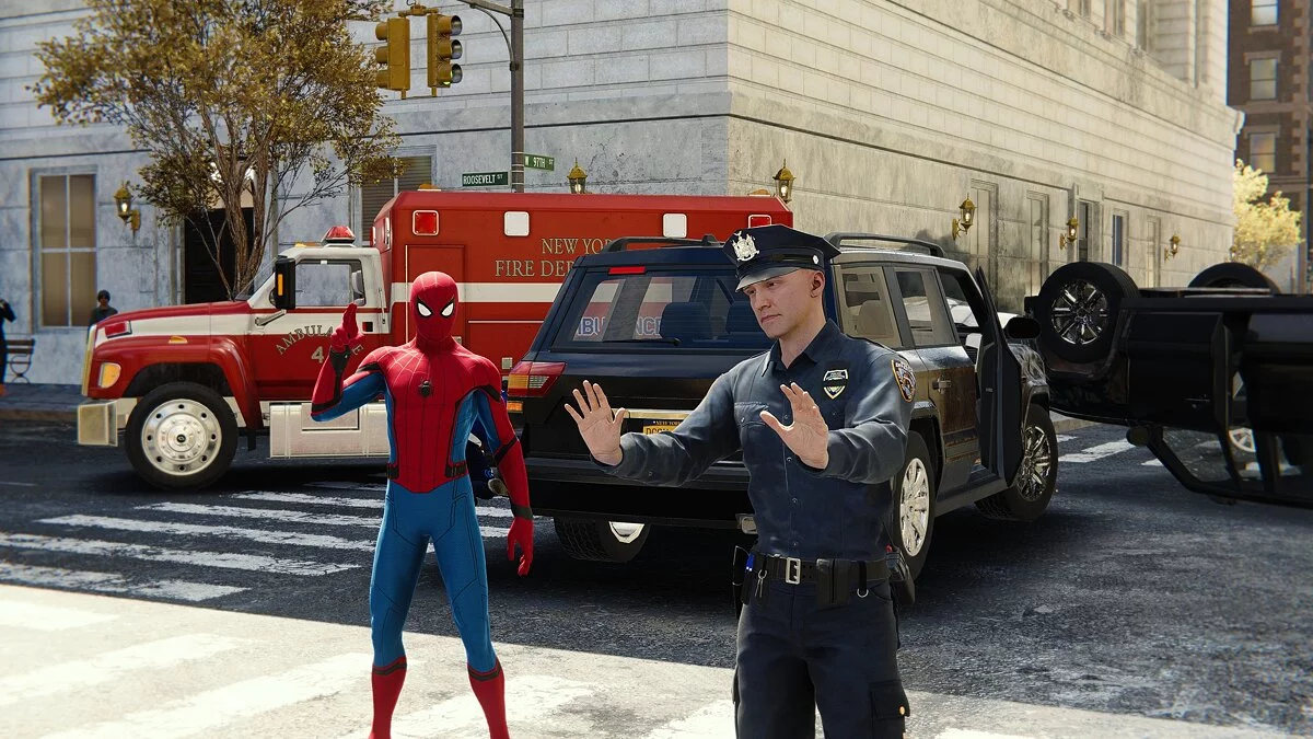 Marvel's Spider-Man Remastered — Точная форма и машины полиции Нью-Йорка