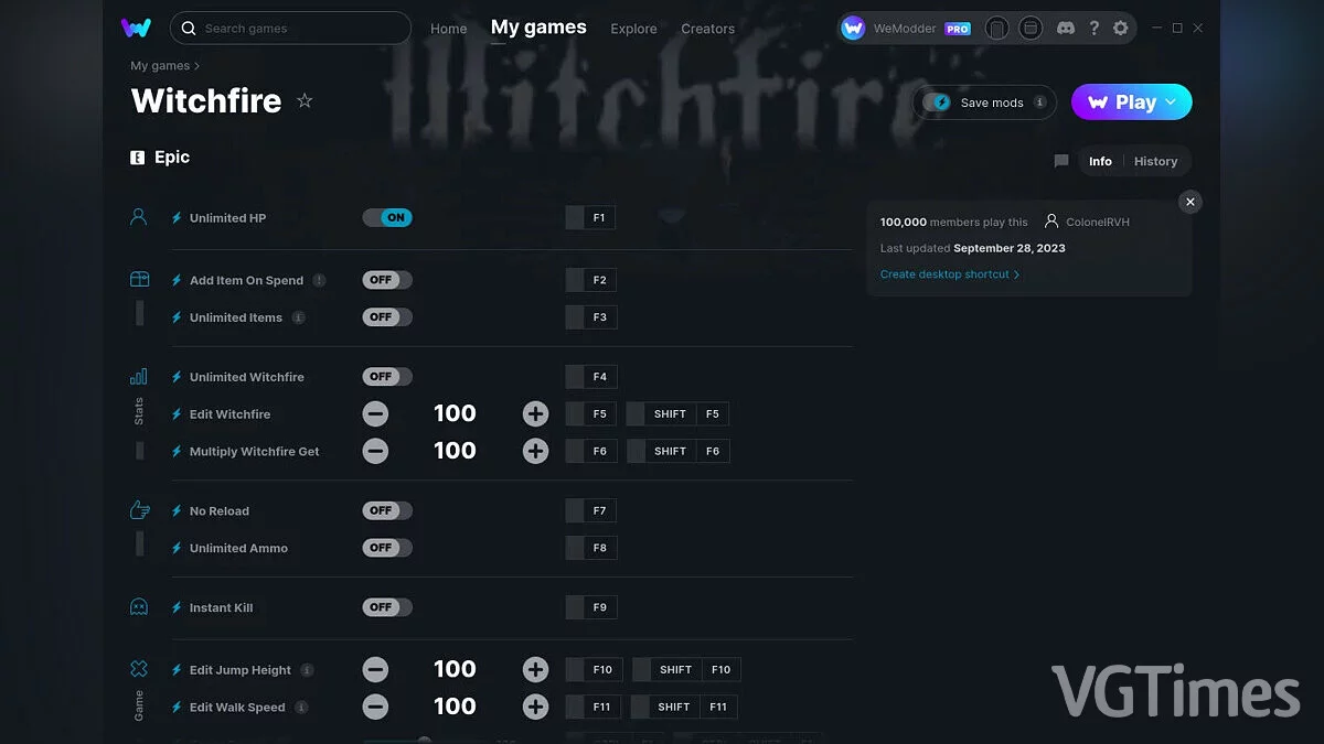 Witchfire — Трейнер (+12) от 28.09.2023 [WeMod]