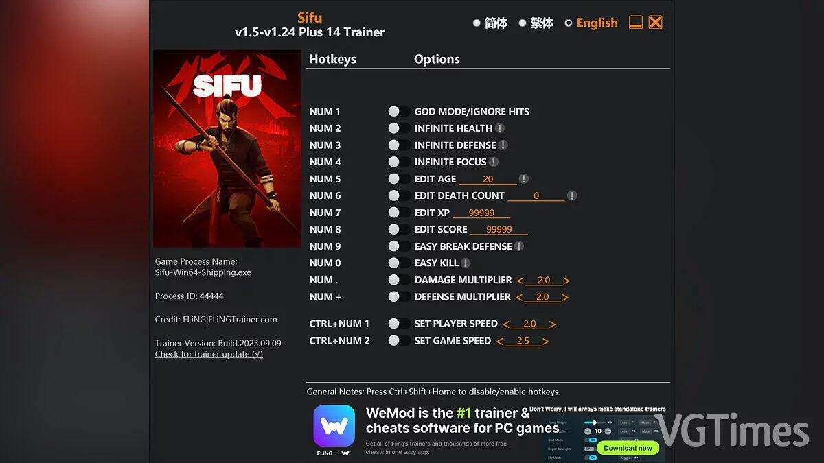 Sifu — Трейнер (+14) [1.5 - 1.24]