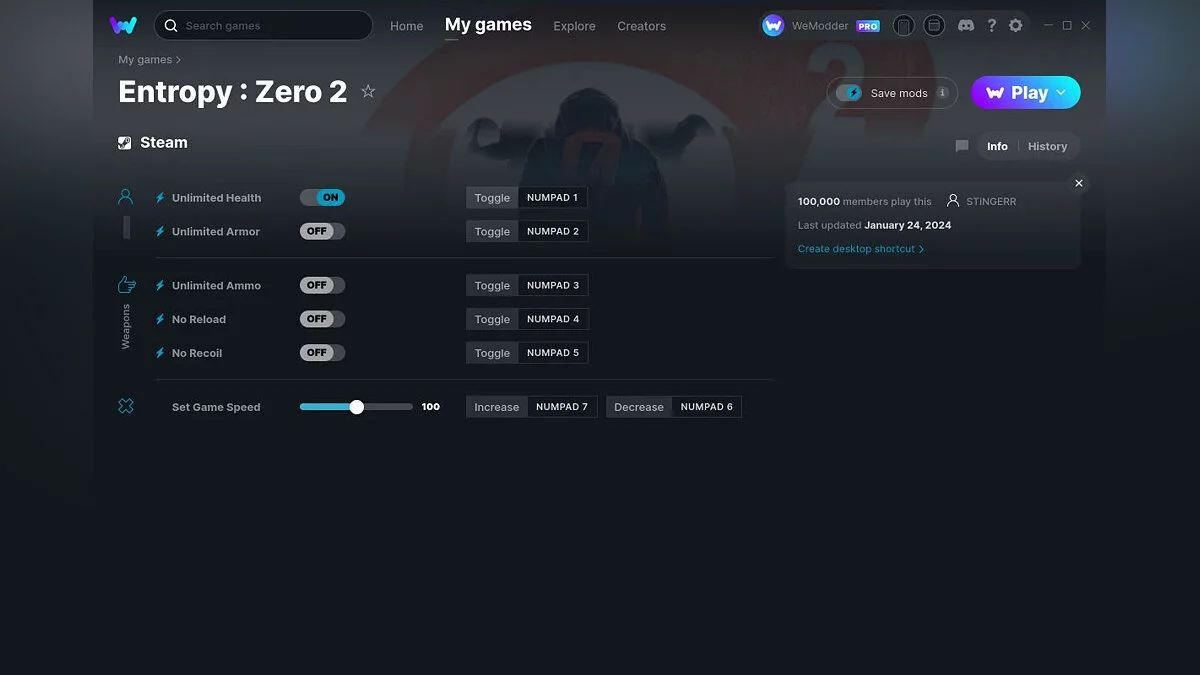 Entropy: Zero 2 — Трейнер (+6) от 24.01.2024 [WeMod]