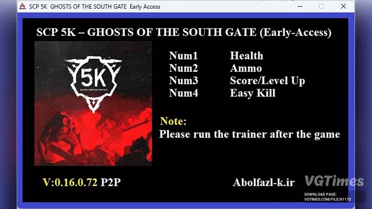 SCP: 5K — Трейнер (+4) [0.16.0.72]