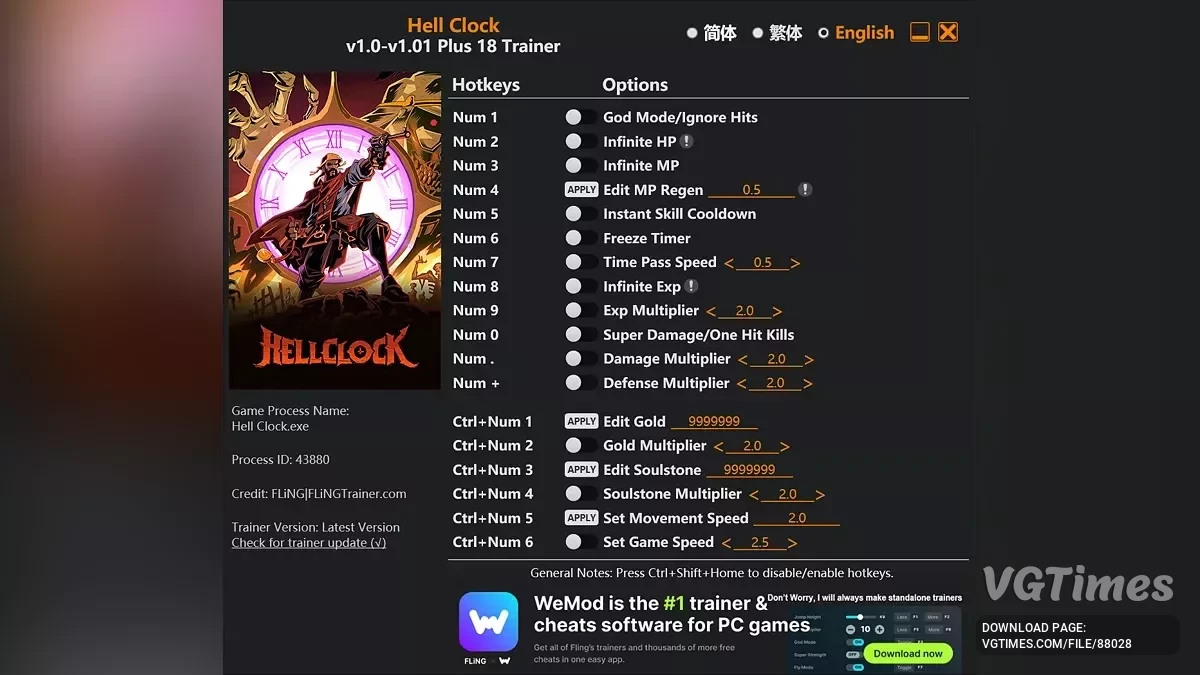 Hell Clock — Трейнер (+18) [1.1]