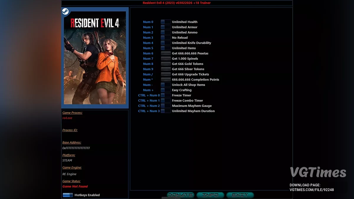 Resident Evil 4 Remake (2023) — Трейнер (+18) [03022026]