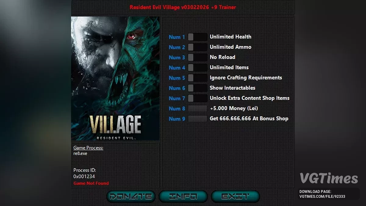 Resident Evil Village — Трейнер (+9)