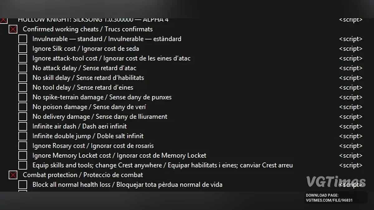Hollow Knight: Silksong — Таблица для Cheat Engine [1.0.30000 — ALPHA 4]