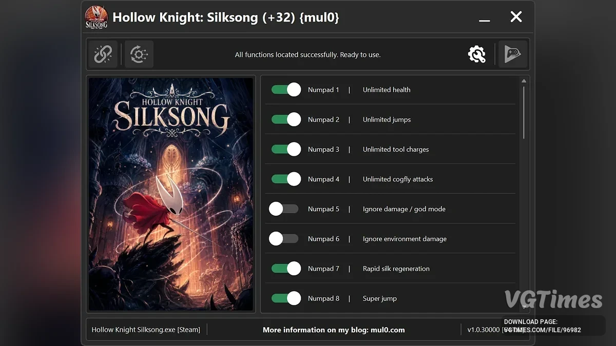 Hollow Knight: Silksong — Трейнер (+32) [v1.0.30000]