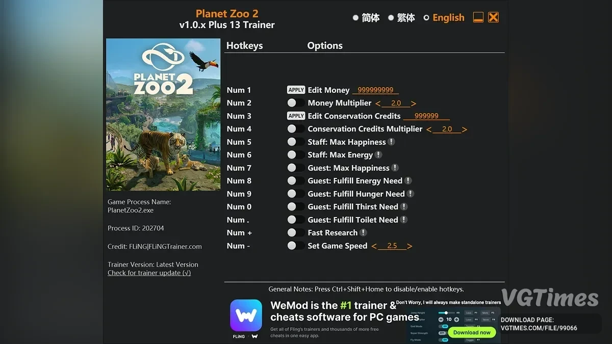 Planet Zoo 2 — Трейнер (+13)