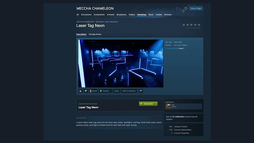 Steam Workshop с картой Laser Tag Neon