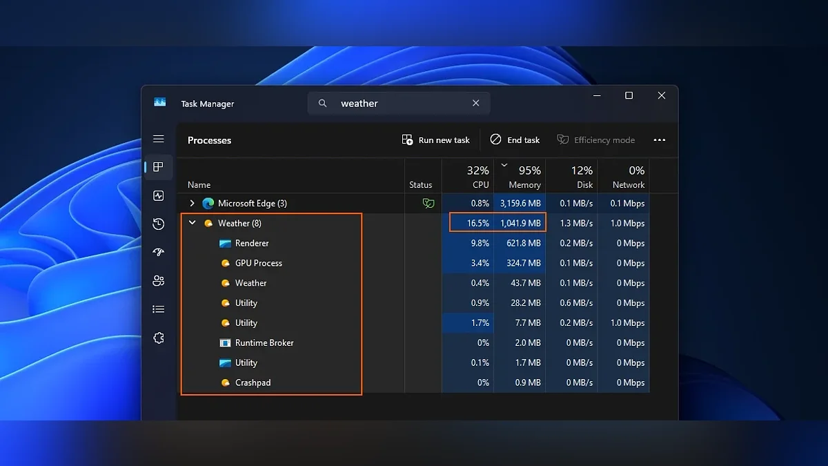 Windows 11 тратит гигабайт ОЗУ на «Погоду»: Microsoft пытается исправить собственные ошибки