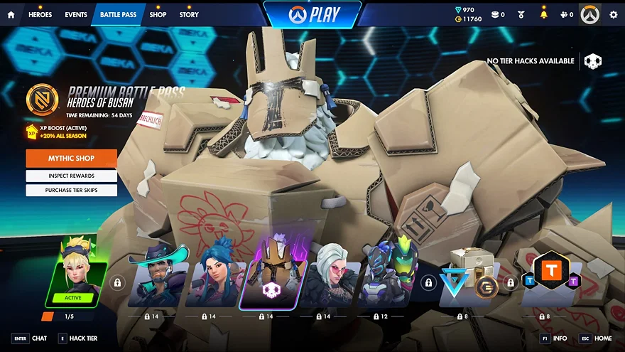 Меню боевого пропуска Overwatch 2