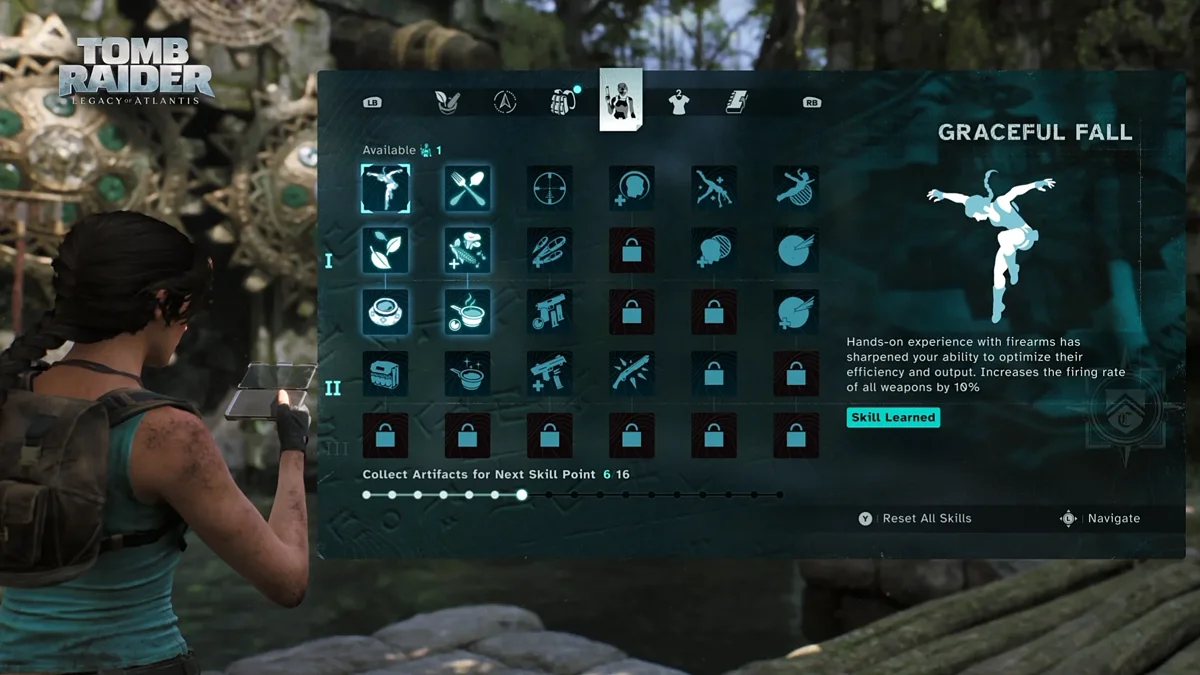 Меню навыков ремейка Tomb Raider