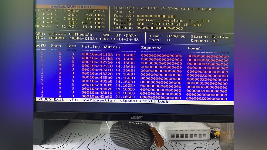 Memtest86+ показывает ошибки памяти RAM