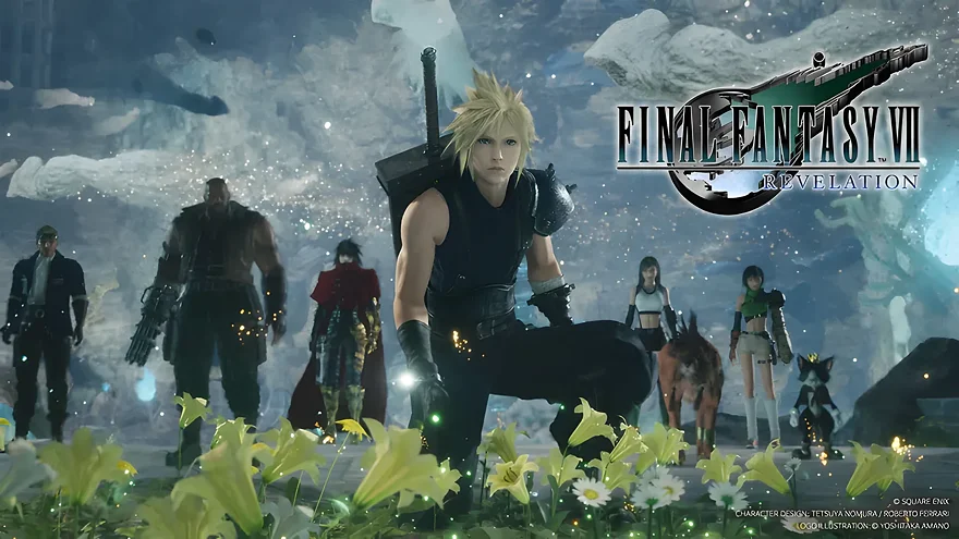Персонажи Final Fantasy VII Revelation на фоне пейзажа