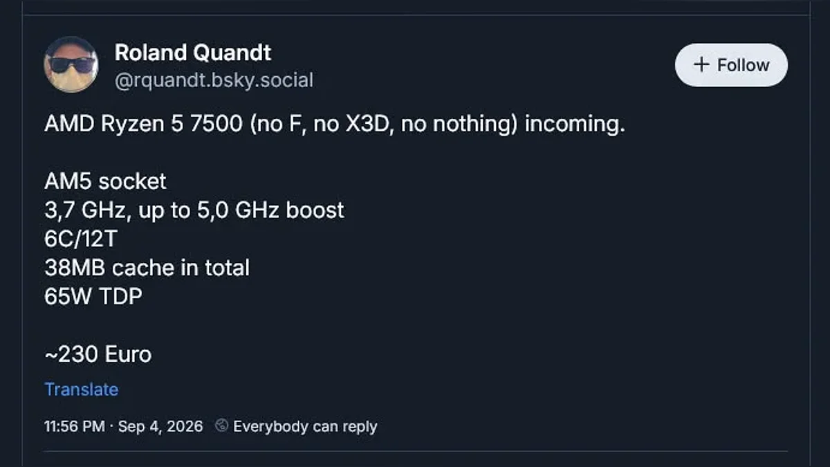 AMD готовит Ryzen 5 7500 — тот же процессор, что и 7500F, но вдвое дороже из-за встроенной графики