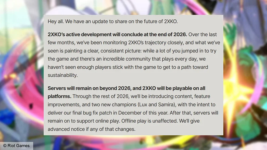 Riot Games прекращает разработку 2XKO в 2026 году