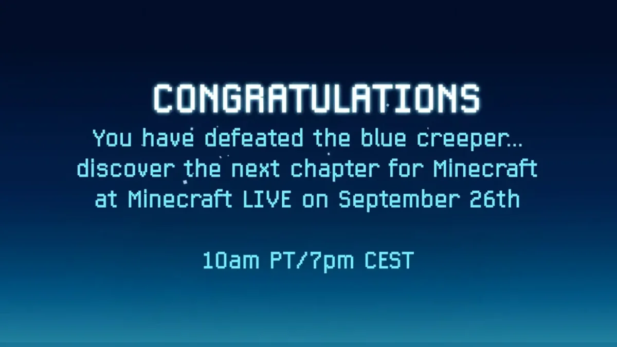 Объявление о трансляции Minecraft Live